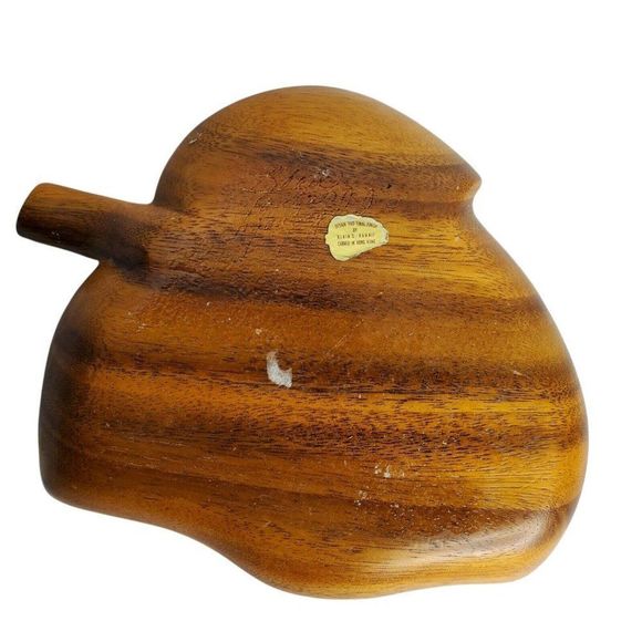 Wooden 3 Way Divided Leaf Shaped Bowl Tray Dish Monkeypod - Picture 5 of 10
